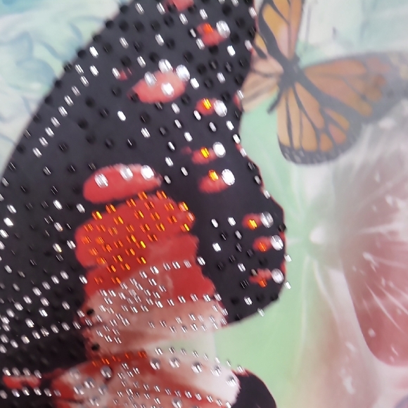 Y2K Jostar Butterfly Embellished Tunic Top Size M Shark Bite Fairy 90s Colorful - Picture 9 of 15